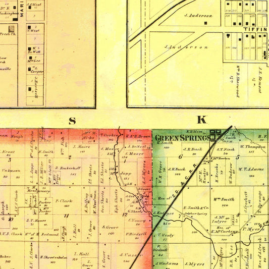 Vintage Map of Seneca County, Ohio, 1864