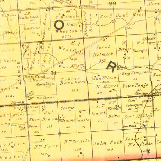 Vintage Map of Miami County, Ohio, 1858
