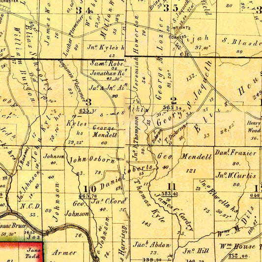 Vintage Map of Dearborn County, Indiana, 1860