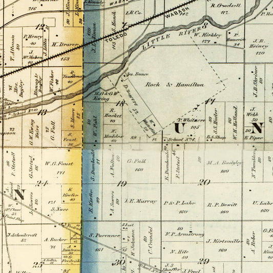 Vintage Map of Huntington County, Indiana, 1866
