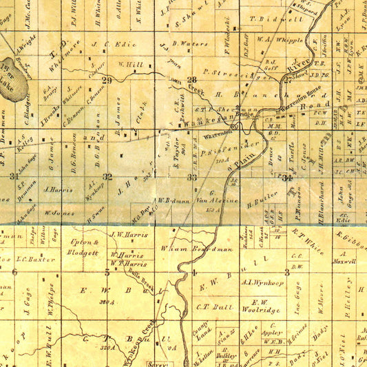 Vintage Map of Lake County, Illinois, 1861