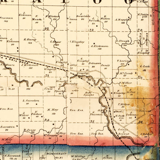 Vintage Map of Peoria County, Illinois, 1861