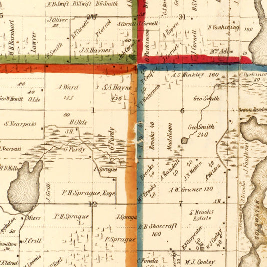 Vintage Map of Branch County, Michigan 1858