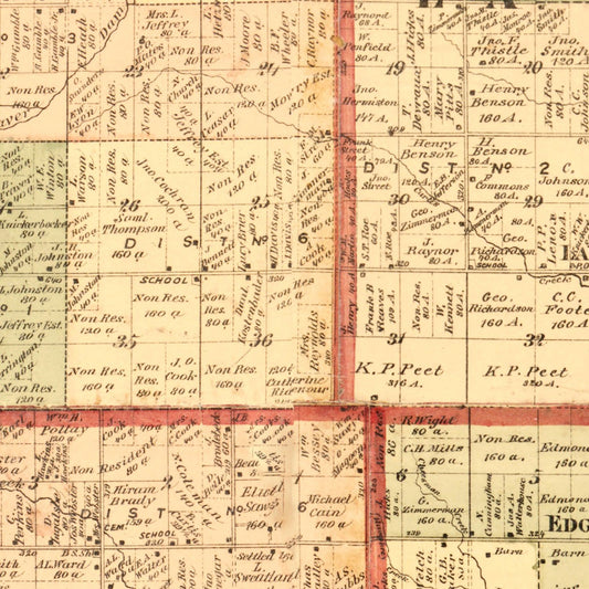 Vintage Map of Gratiot County, Michigan, 1876