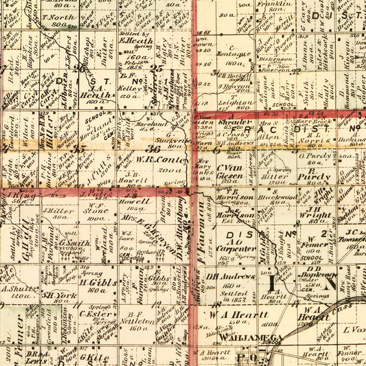 Vintage Map of Tuscola County, Michigan, 1875