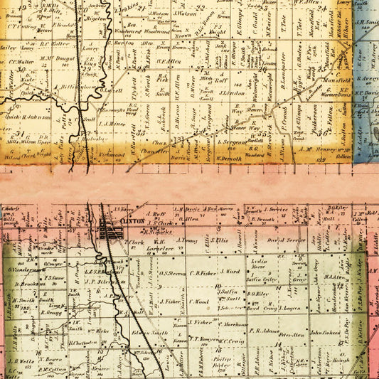 Vintage Map of Lenawee County, Michigan, 1864