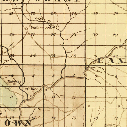 Vintage Map of Grant County, Wisconsin, 1857