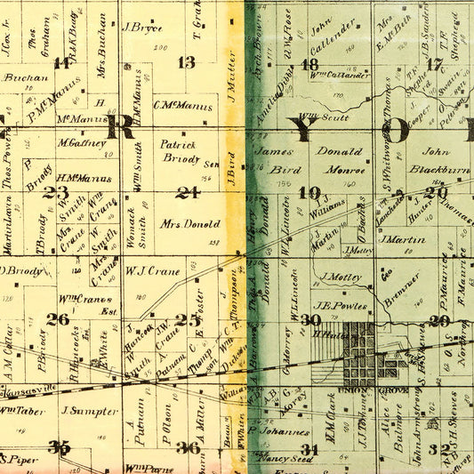 Vintage Map of Kenosha County, Wisconsin, 1873