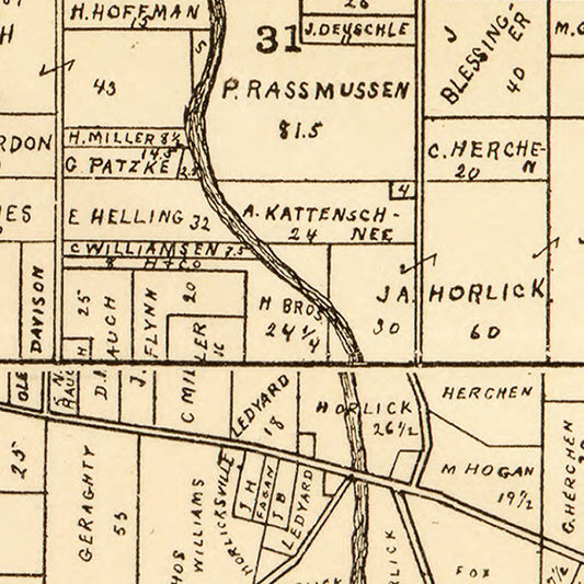 Vintage Map of Racine County, Wisconsin, 1893