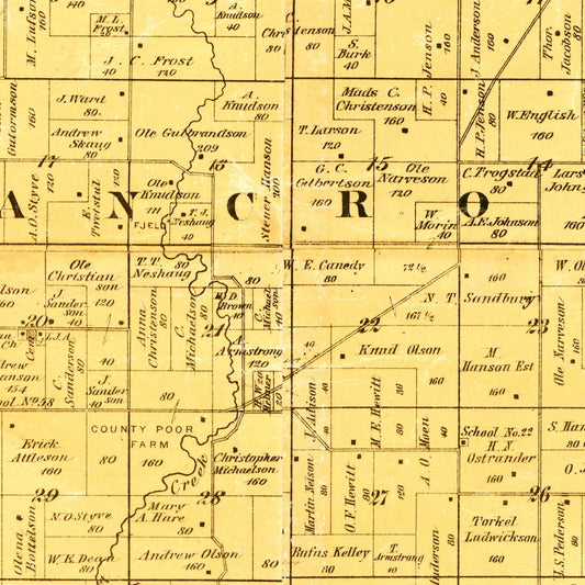 Vintage Map of Freeborn County, Minnesota, 1878