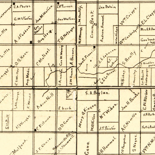 Vintage Map of Clay County, Iowa, 1896