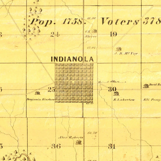 Vintage Map of Warren County, Iowa, 1859