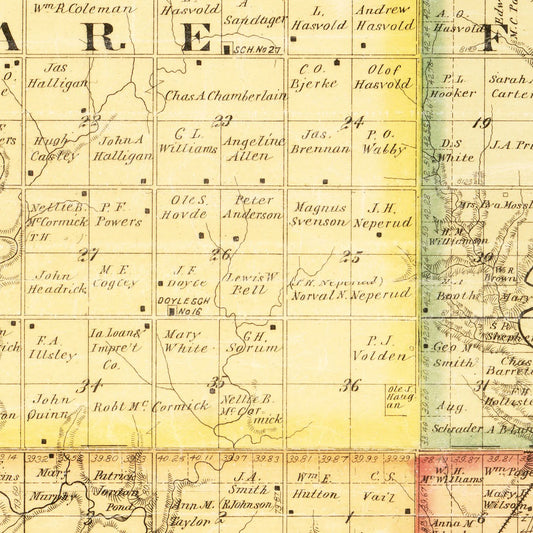 Vintage Map of Moody County, South Dakota, 1896