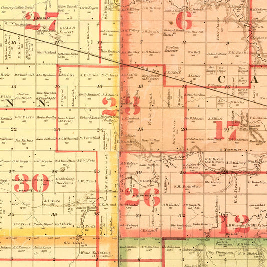 Vintage Map of Lincoln County, South Dakota, 1892