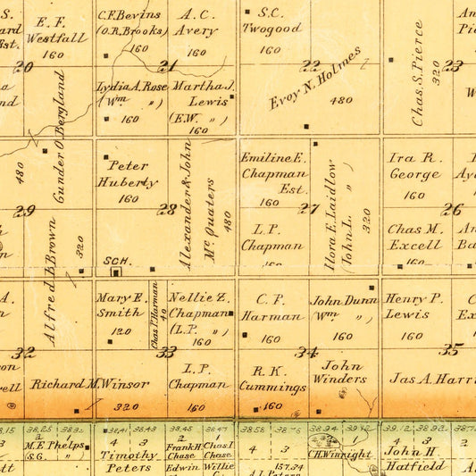 Vintage Map of Hanson County, South Dakota, 1893