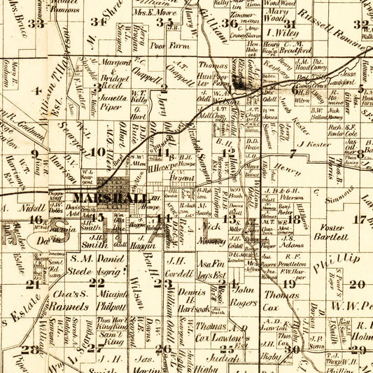 Vintage Map of Saline County, Missouri, 1871