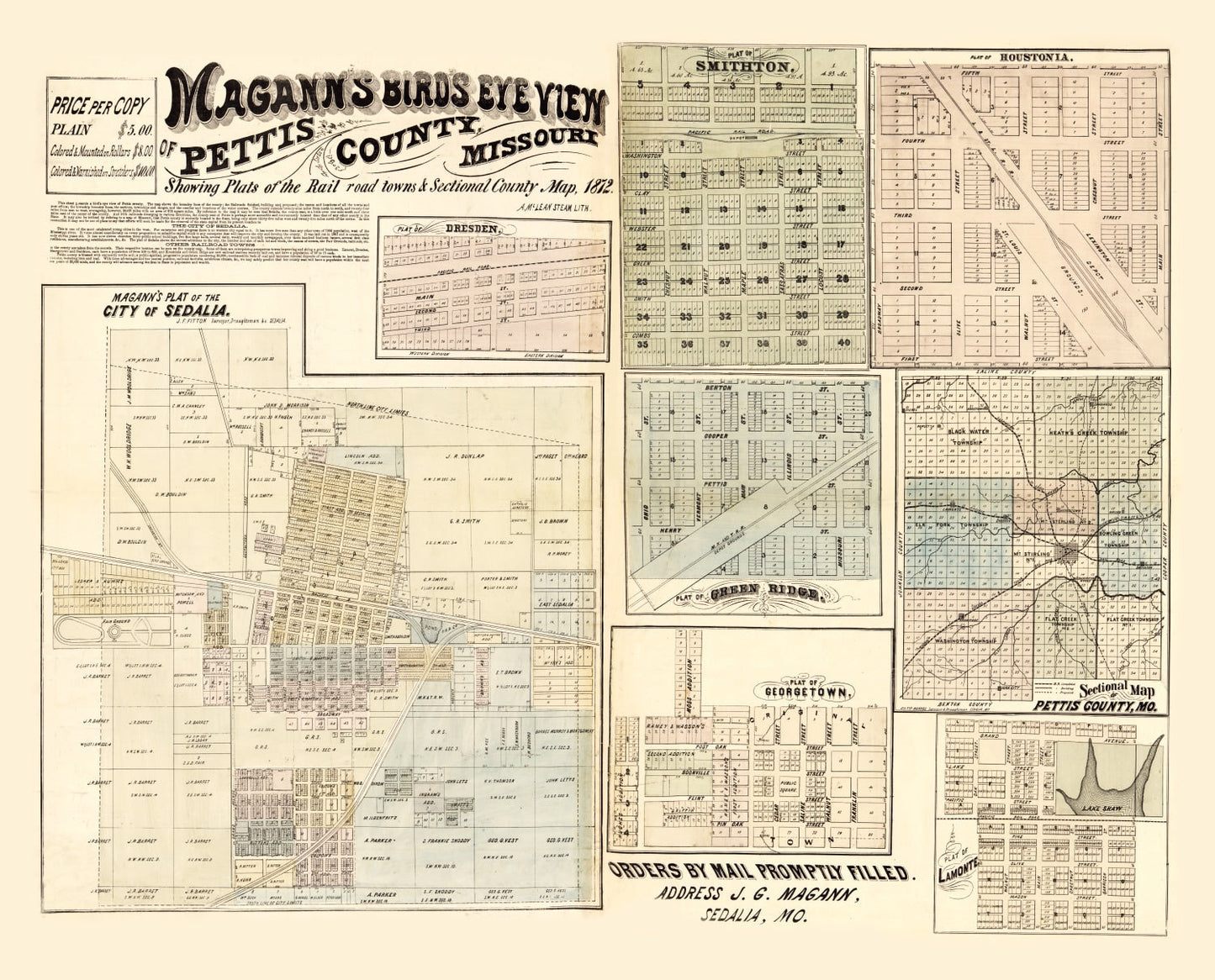 Vintage Map of Pettis County, Missouri, 1872