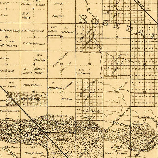Vintage Map of Kern County, California, 1897
