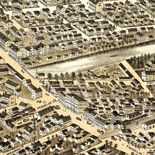 Vintage Map of Dover, New Hampshire, 1877