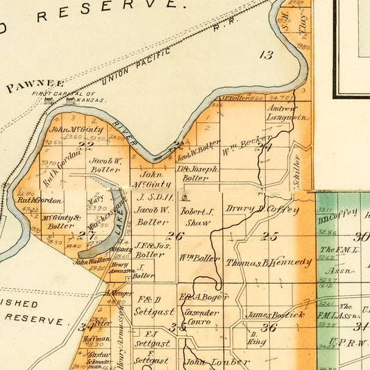 Vintage Map of Geary County, Kansas, 1897