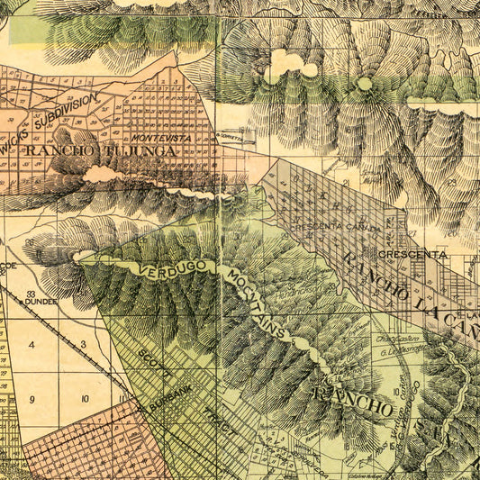 Vintage Map of Los Angeles County, California, 1898