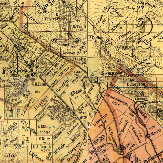 Vintage Map of Napa County, California, 1876