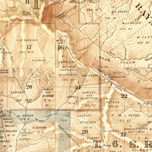Vintage Map of San Mateo County, California, 1894