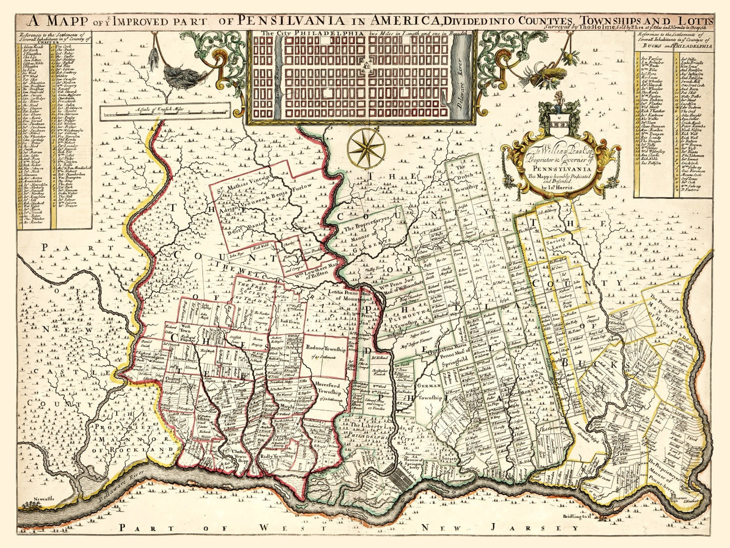Vintage Map of Pennsylvania, 1687