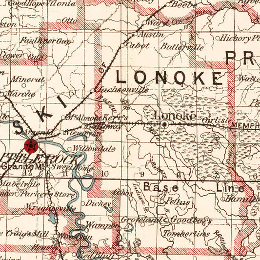 Vintage Map of Arkansas, 1886