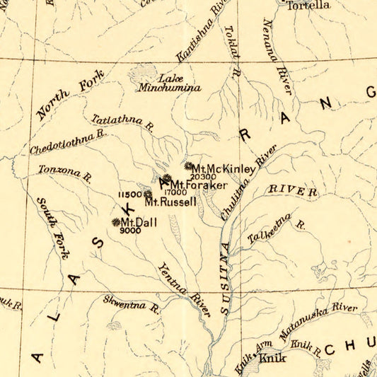 Vintage Map of Alaska, 1909 - Landscape