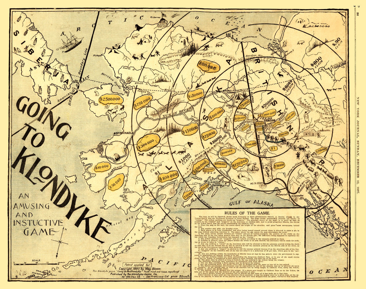 Vintage Map of Alaska, 1897 Wall Art