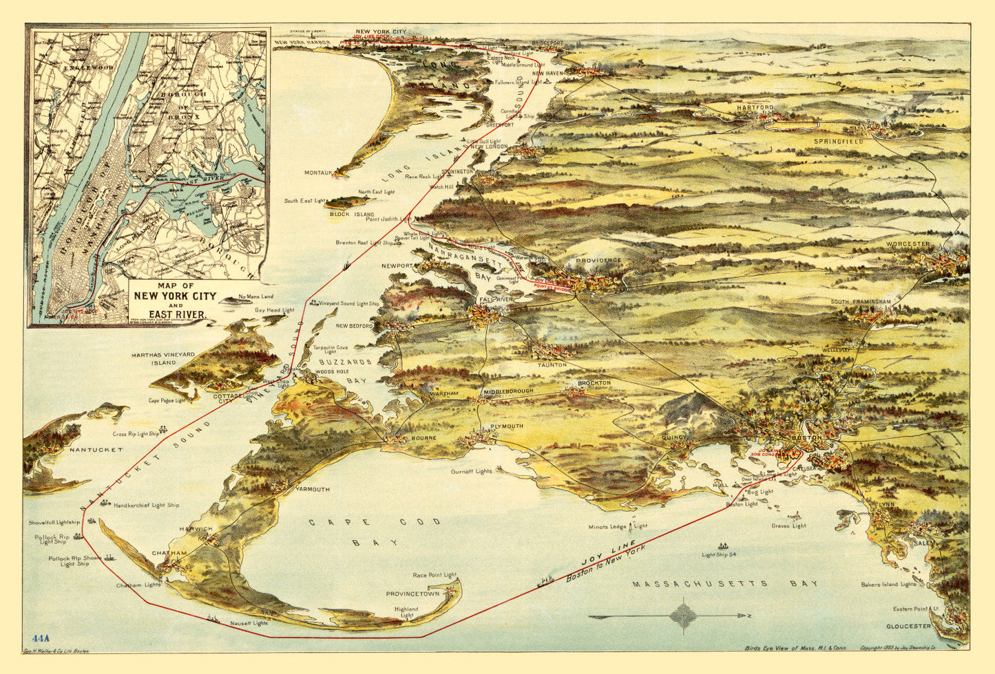 Vintage Map of Connecticut, 1905