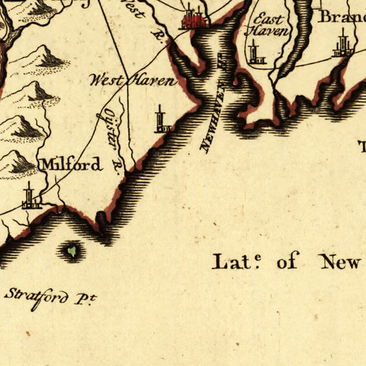 Vintage Map of Connecticut, 1780