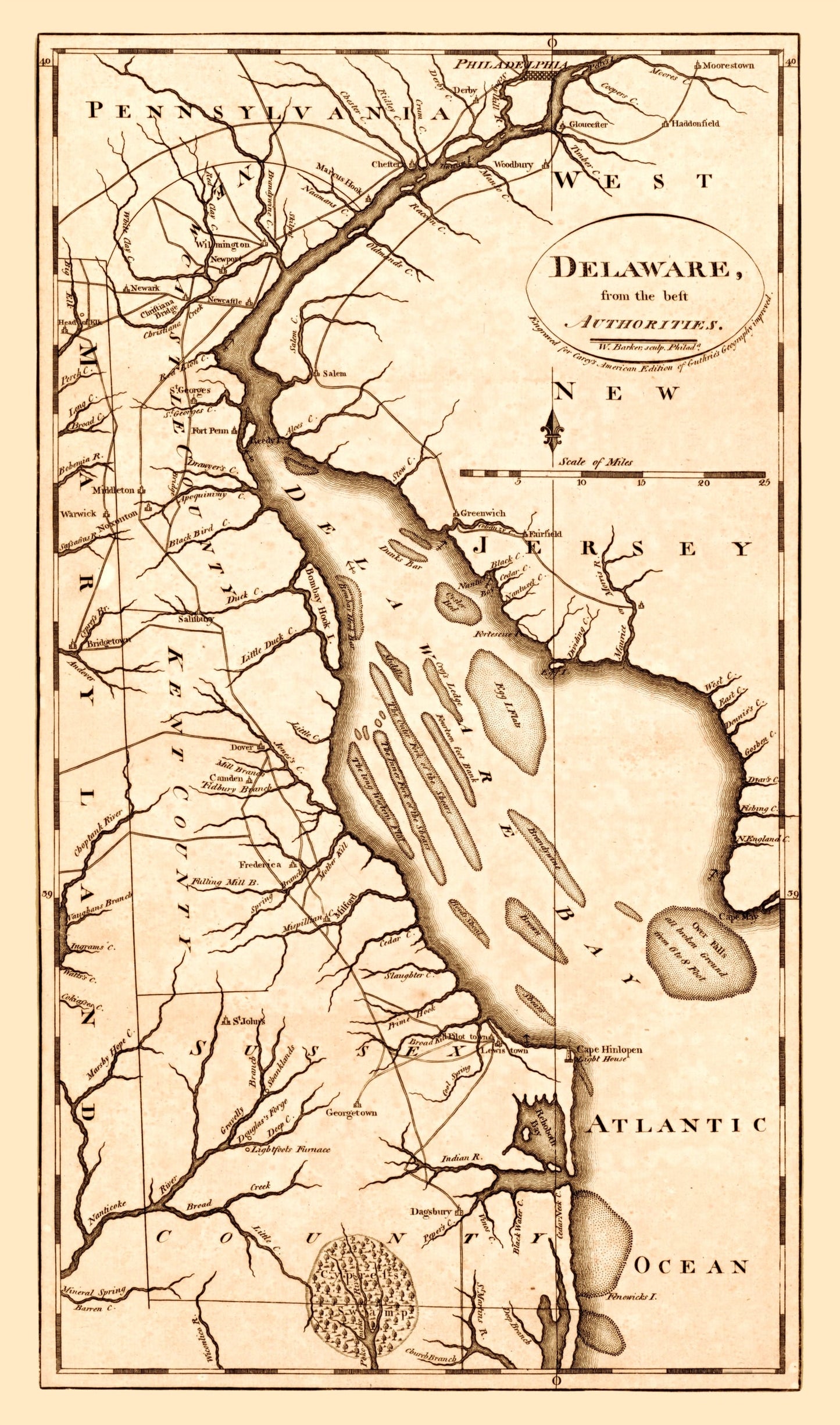 Vintage Map of Delaware, 1795