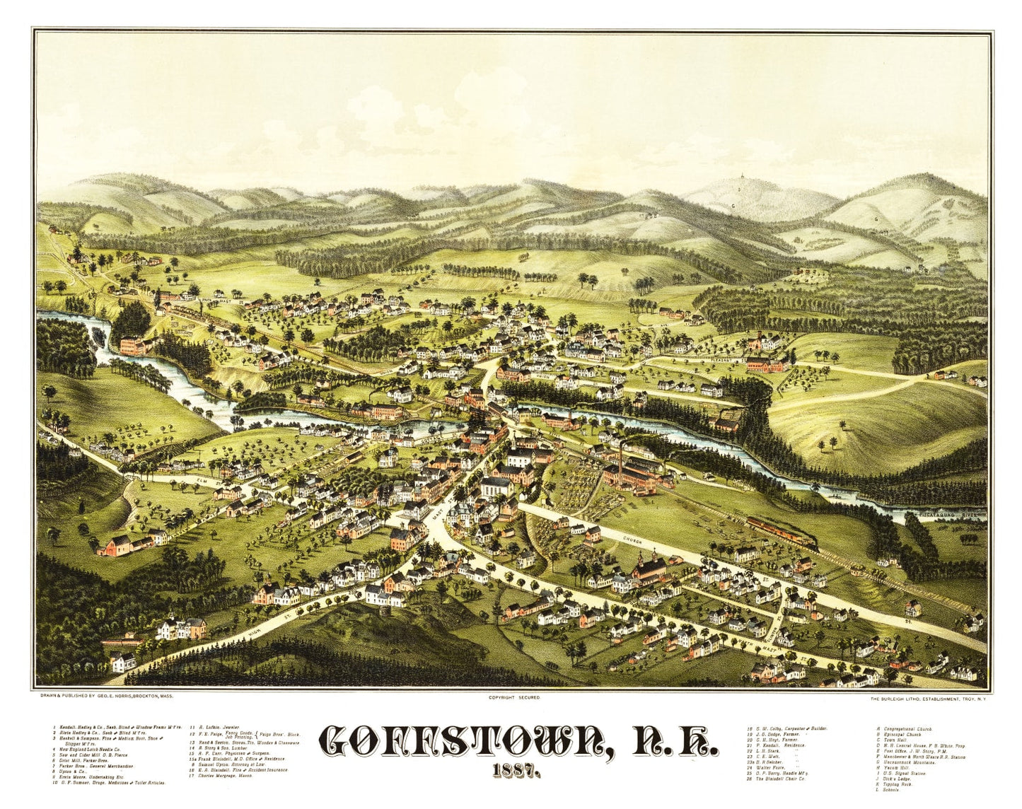Vintage Map of Goffstown, New Hampshire, 1887