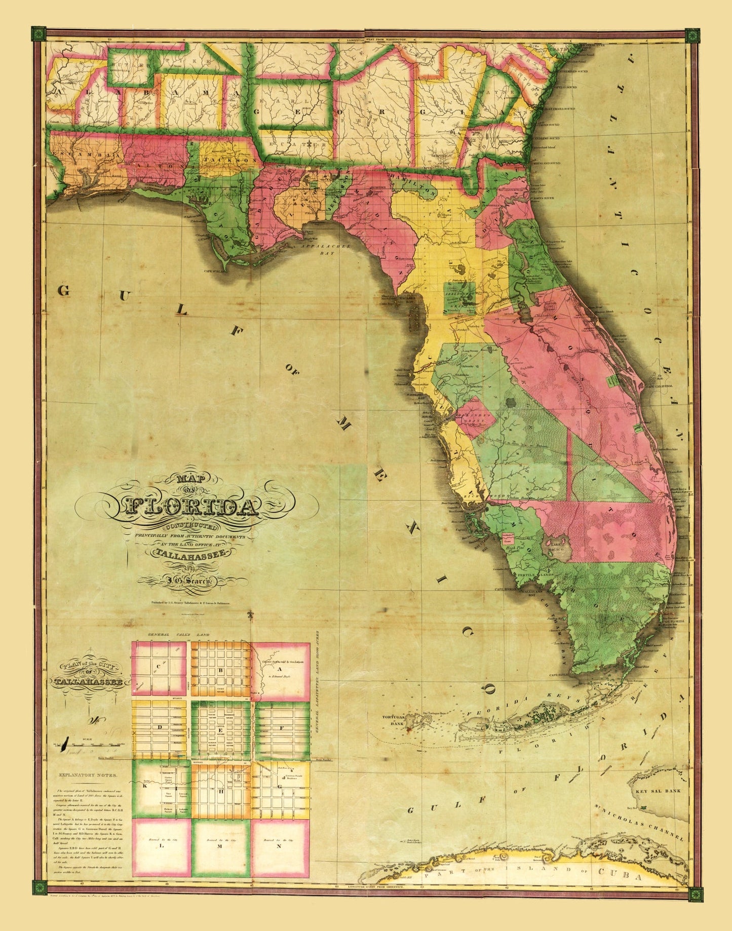 Vintage Map of Florida 1829