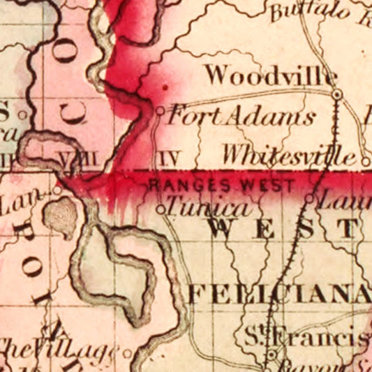 Vintage Map of Louisiana, 1855