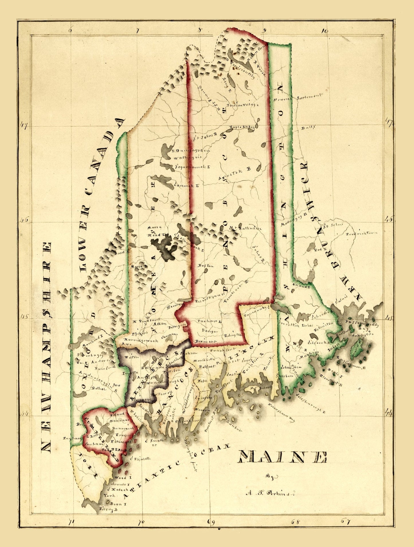 Vintage Map of Maine, 1820