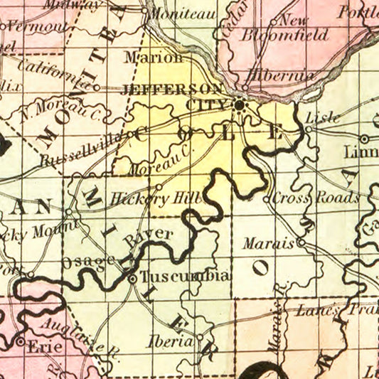 Vintage Map of Missouri, 1852