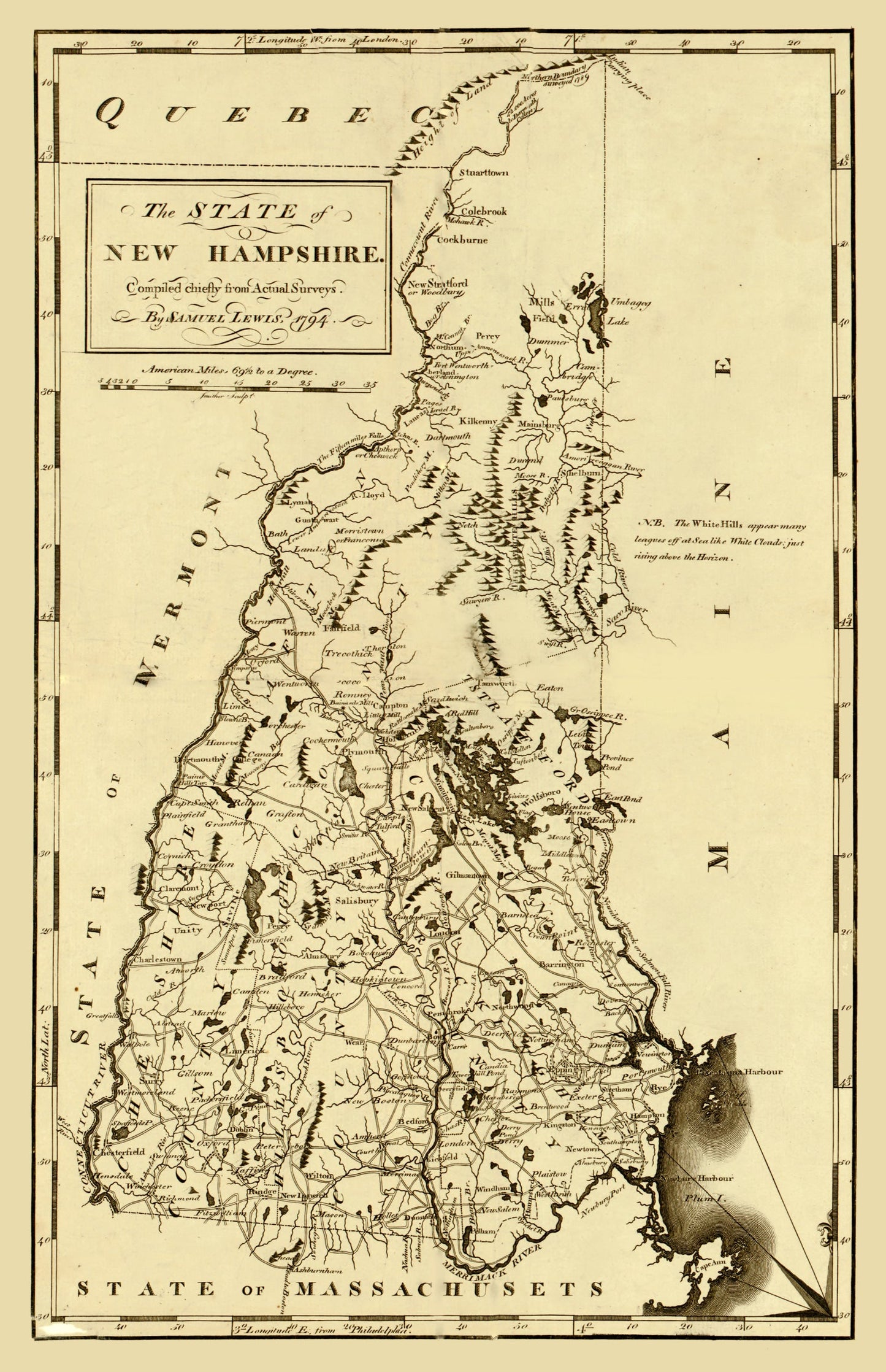 Vintage Map of New Hampshire, 1794