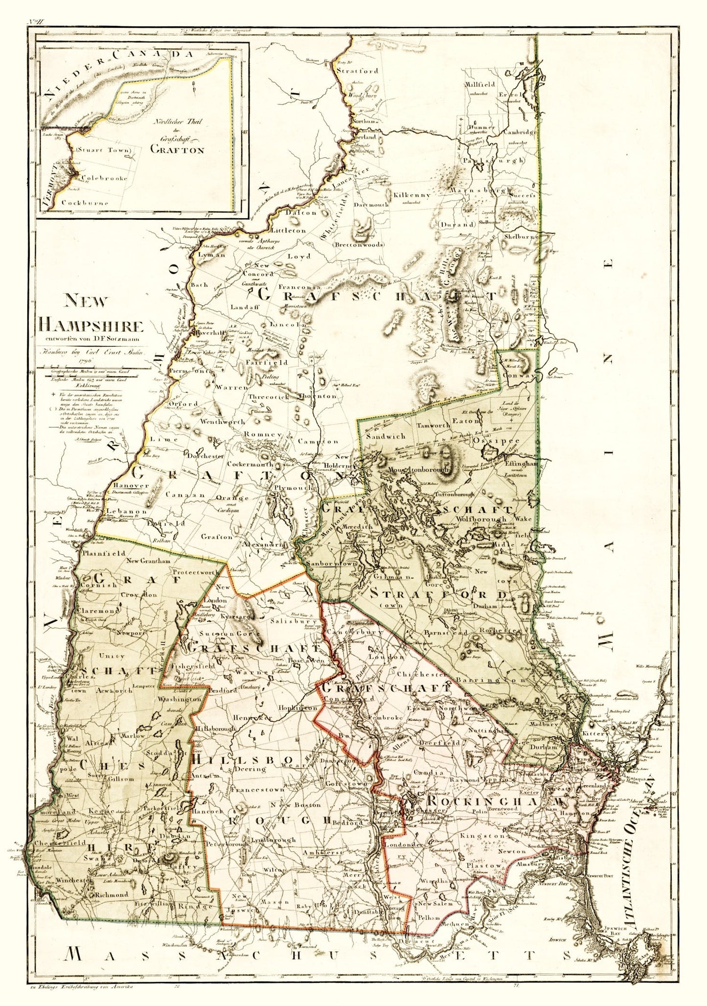 Vintage Map of New Hampshire, 1796