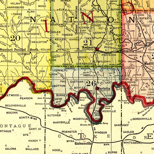 Vintage Map of Oklahoma, 1905