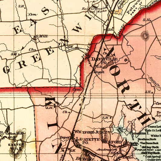 Vintage Map of Rhode Island, 1880