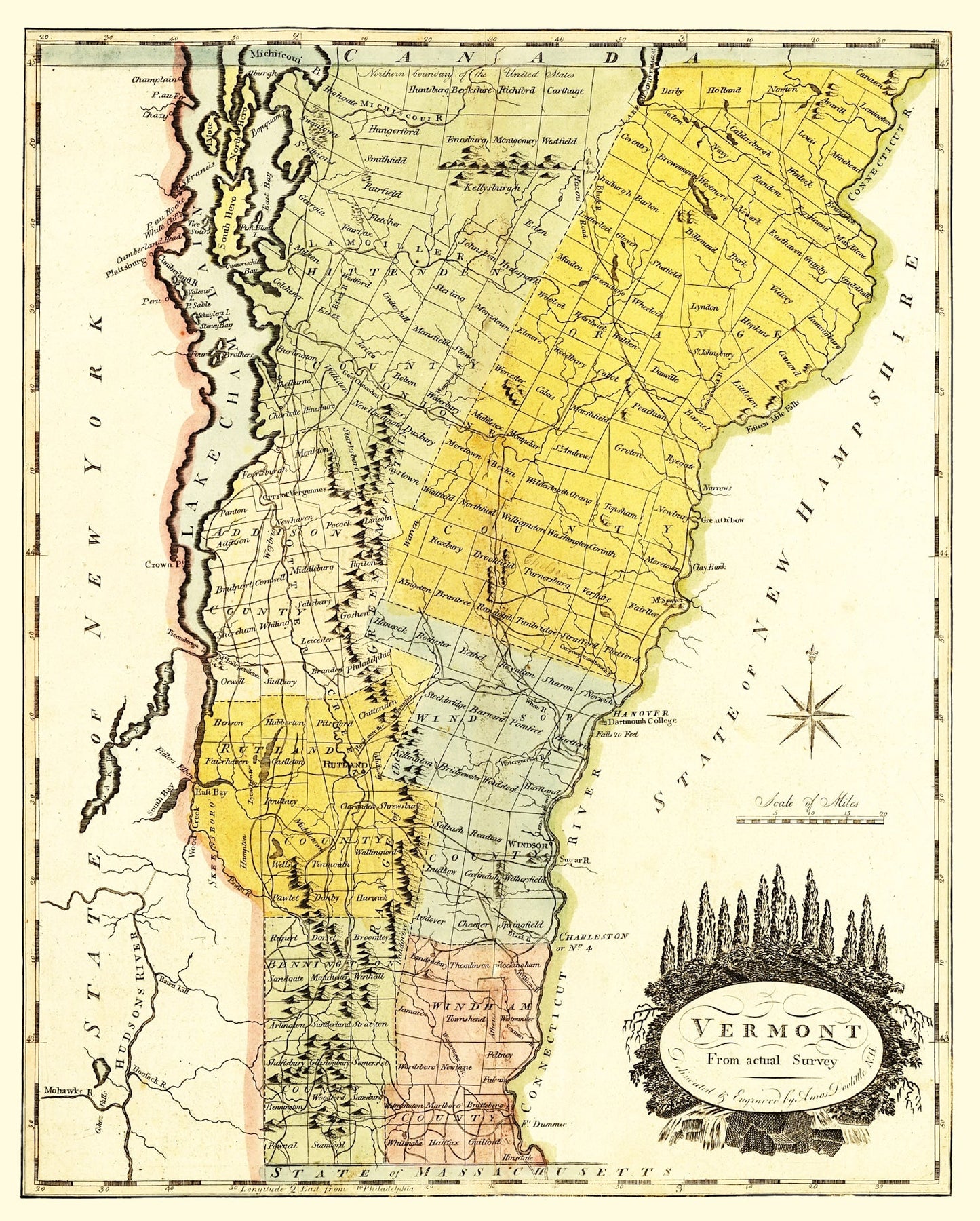 Vintage Map of Vermont, 1814