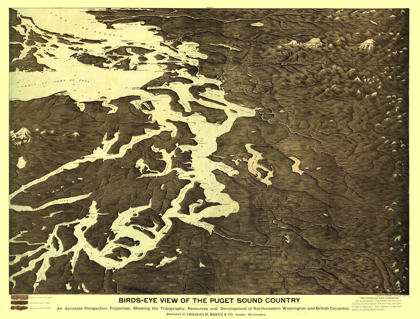 Vintage Map of Washington State, 1891