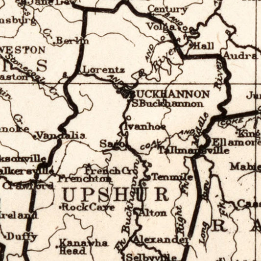 Vintage Map of West Virginia 1916