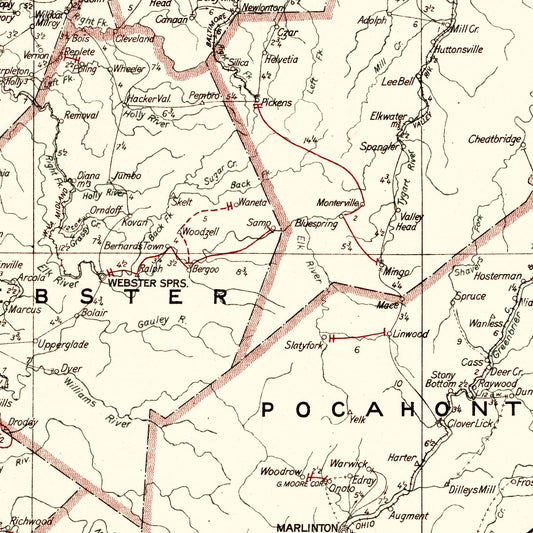 Vintage Map of West Virginia 1918