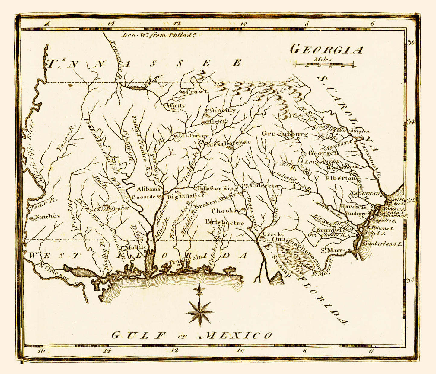 Vintage Map of Georgia, 1795