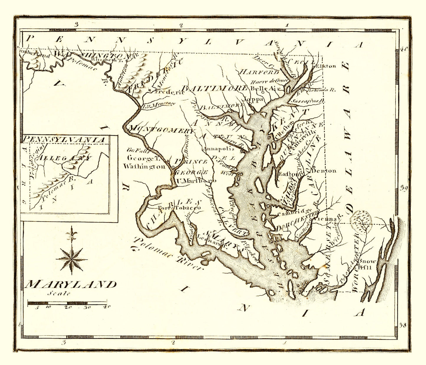 Vintage Map of Pennsylvania, 1795