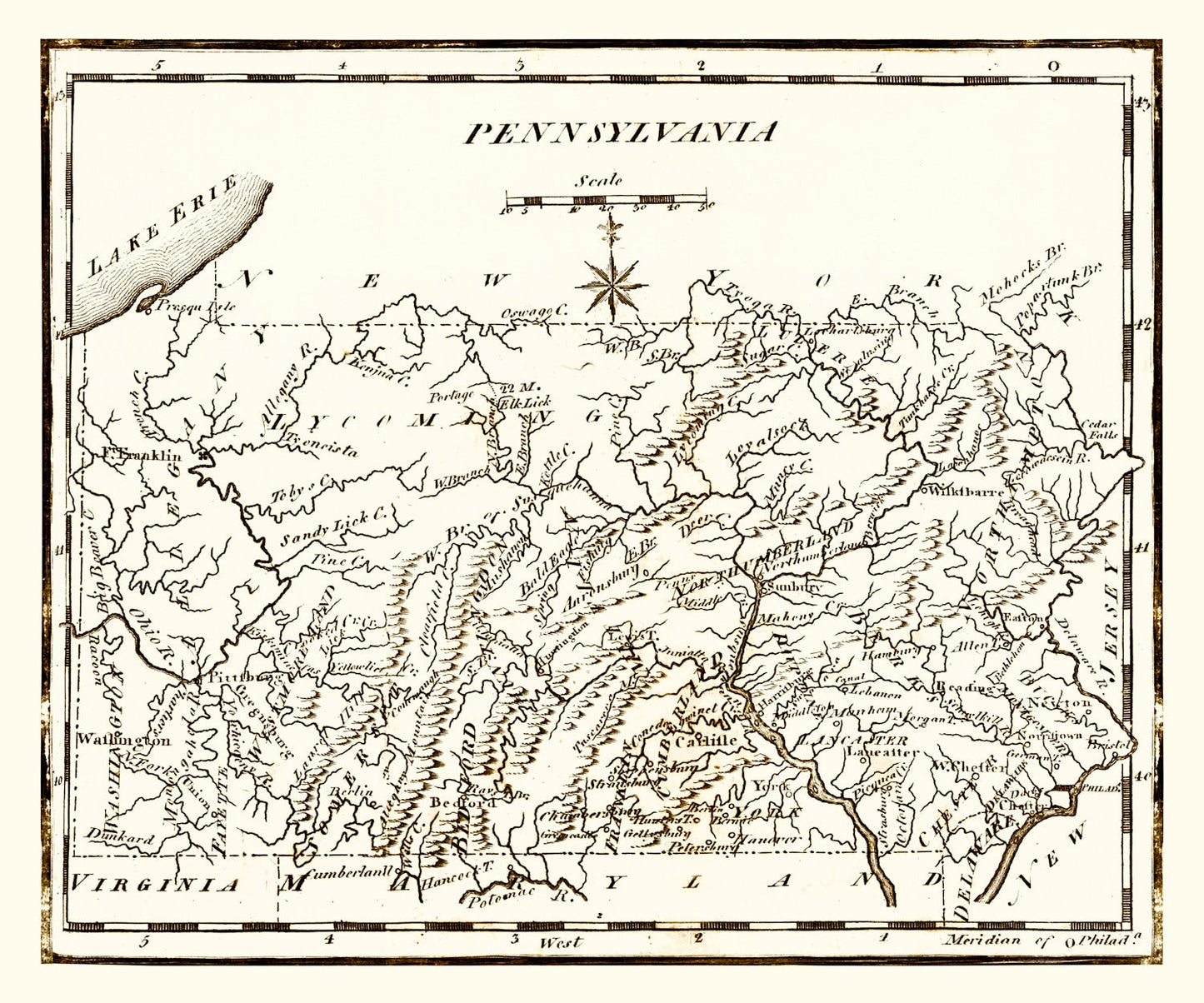 Vintage Map of Pennsylvania, 1795, No. 2